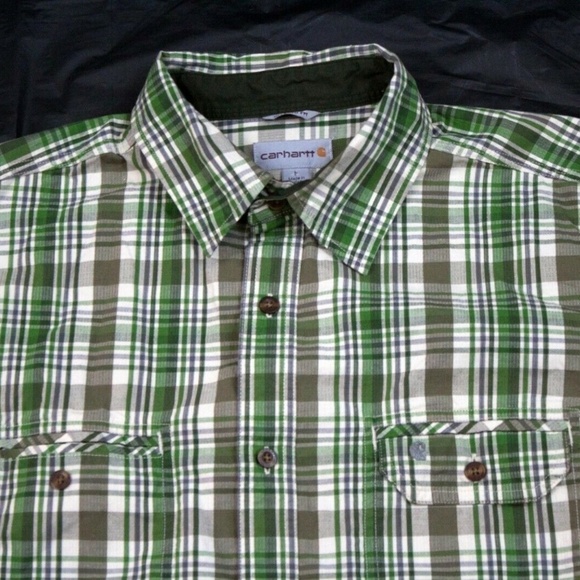 Carhartt Relaxed Fit Men's Short‎ Sleeve Button Front Shirt Size Large - Picture 3 of 5